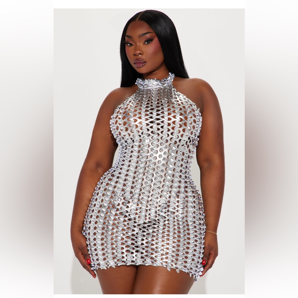 Heidi Metallic Mini Dress silver